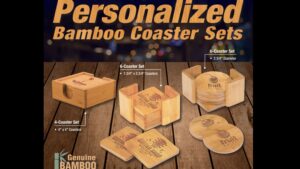 Personalized Bamboo Coaster Set
